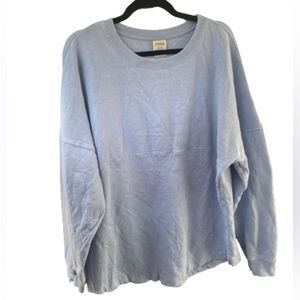 Love Pink Victoria Secrets Long Sleeve Crewneck Varsity Pullover Blue Wash